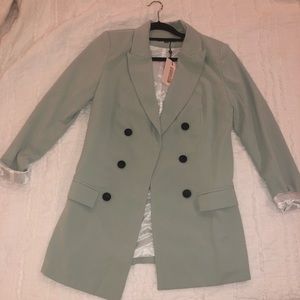Mint oversized button front blazer